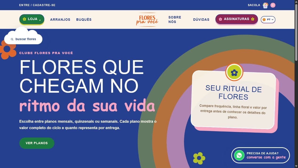 Página de assinaturas em preparação da Flores pra Você