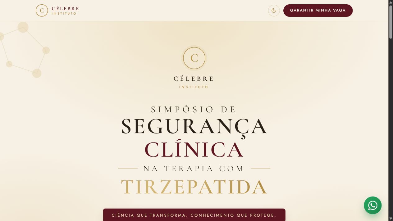 Página inicial do site Célebre Instituto