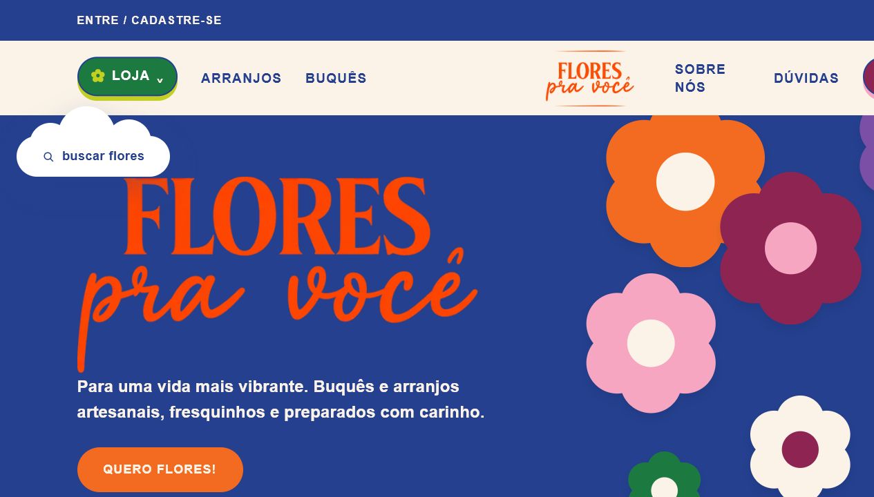 Página inicial do site Flores pra Você