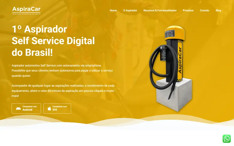 Página inicial do site de Aspiracar