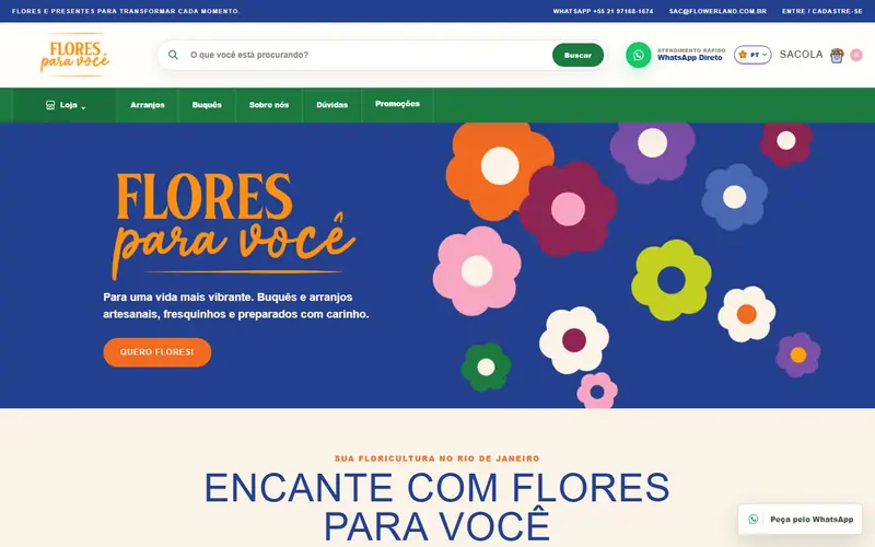 Página inicial do site de Flores para Você
